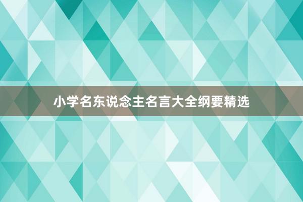 小学名东说念主名言大全纲要精选